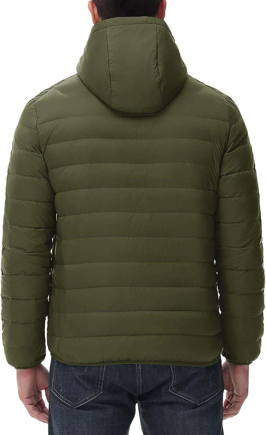 imageTBMPOY Mens Down Puffer Jackets Packable Lightweight Winter Coat Hooded Warm Insulated Puffy JacketArmy Green