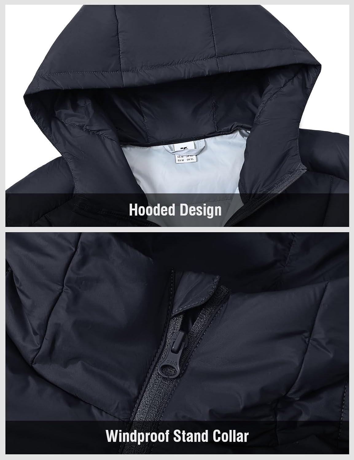 imageTBMPOY Mens Down Puffer Jackets Packable Lightweight Winter Coat Hooded Warm Insulated Puffy JacketNavy Blue