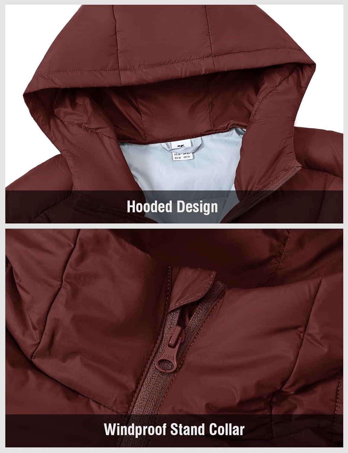imageTBMPOY Mens Down Puffer Jackets Packable Lightweight Winter Coat Hooded Warm Insulated Puffy JacketWine Red