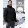 imageTBMPOY Mens Down Puffer Jackets Packable Lightweight Winter Coat Hooded Warm Insulated Puffy JacketBlack