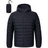 imageTBMPOY Mens Down Puffer Jackets Packable Lightweight Winter Coat Hooded Warm Insulated Puffy JacketNavy Blue