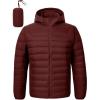 imageTBMPOY Mens Down Puffer Jackets Packable Lightweight Winter Coat Hooded Warm Insulated Puffy JacketWine Red