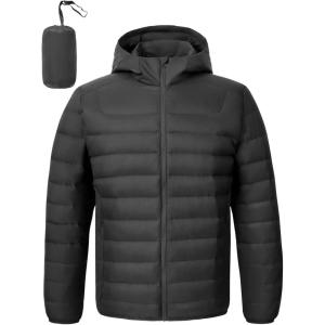 imageTBMPOY Mens Down Puffer Jackets Packable Lightweight Winter Coat Hooded Warm Insulated Puffy JacketDark Grey