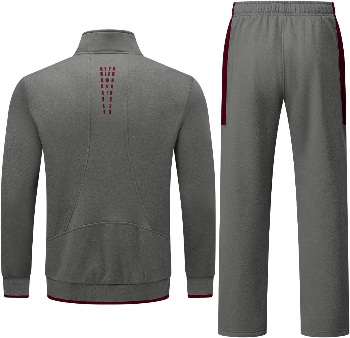 imageTBMPOY Mens Fleece Lined Tracksuits Sweatsuits 2 Piece Sets Winter Jogging Track Sweat Suits Thermal Casual OutfitsDark GreyWine Red
