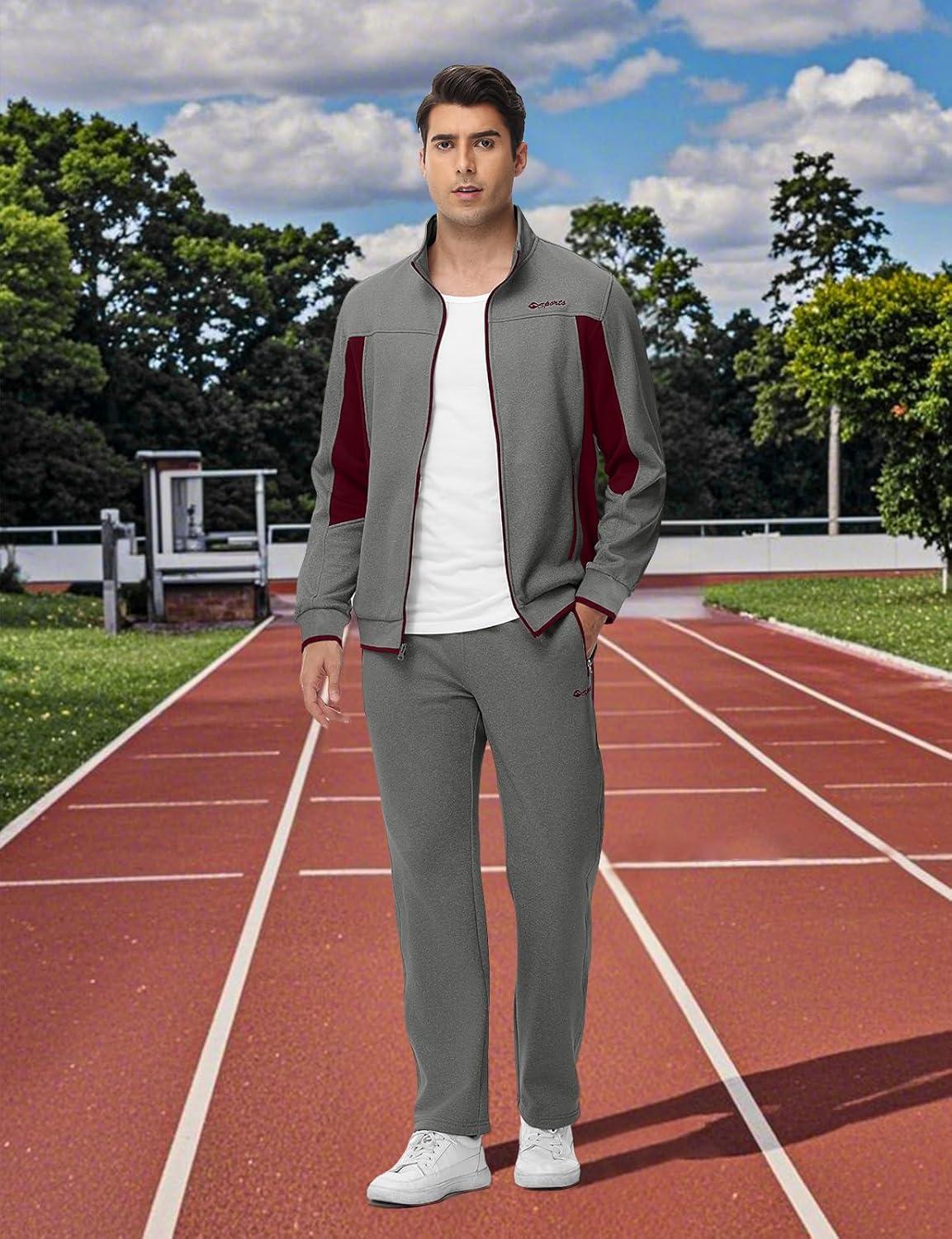 imageTBMPOY Mens Fleece Lined Tracksuits Sweatsuits 2 Piece Sets Winter Jogging Track Sweat Suits Thermal Casual OutfitsDark GreyWine Red