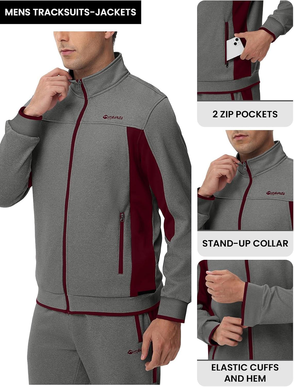 imageTBMPOY Mens Fleece Lined Tracksuits Sweatsuits 2 Piece Sets Winter Jogging Track Sweat Suits Thermal Casual OutfitsDark GreyWine Red