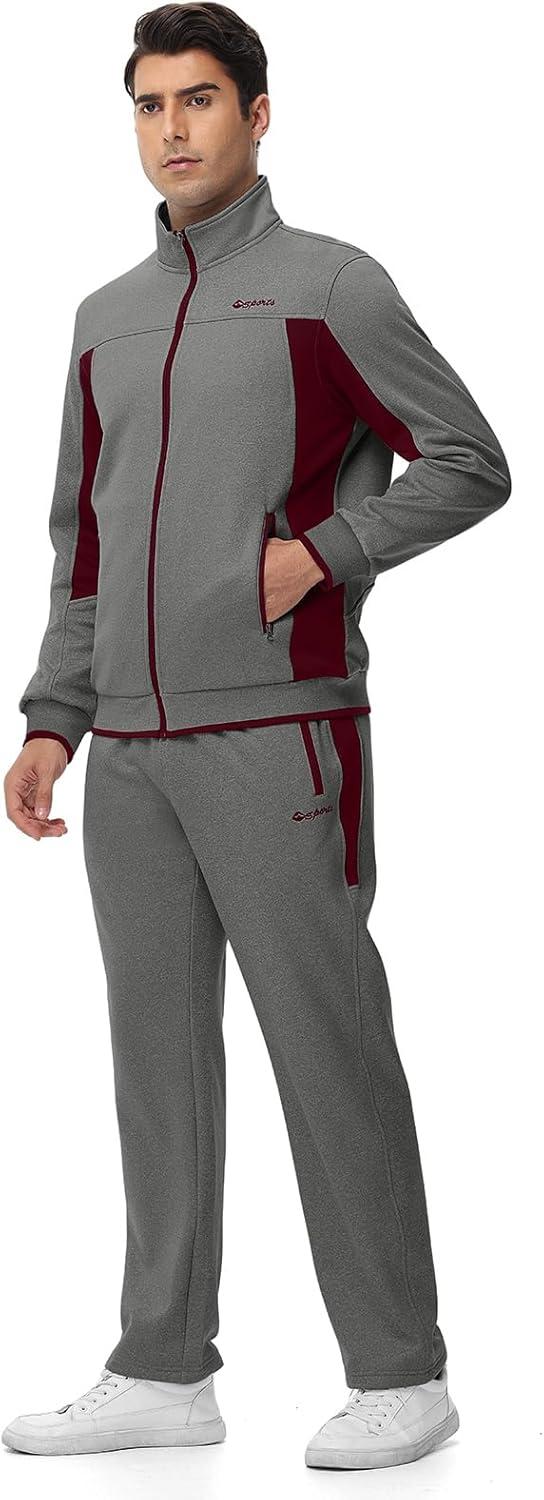 imageTBMPOY Mens Fleece Lined Tracksuits Sweatsuits 2 Piece Sets Winter Jogging Track Sweat Suits Thermal Casual OutfitsDark GreyWine Red