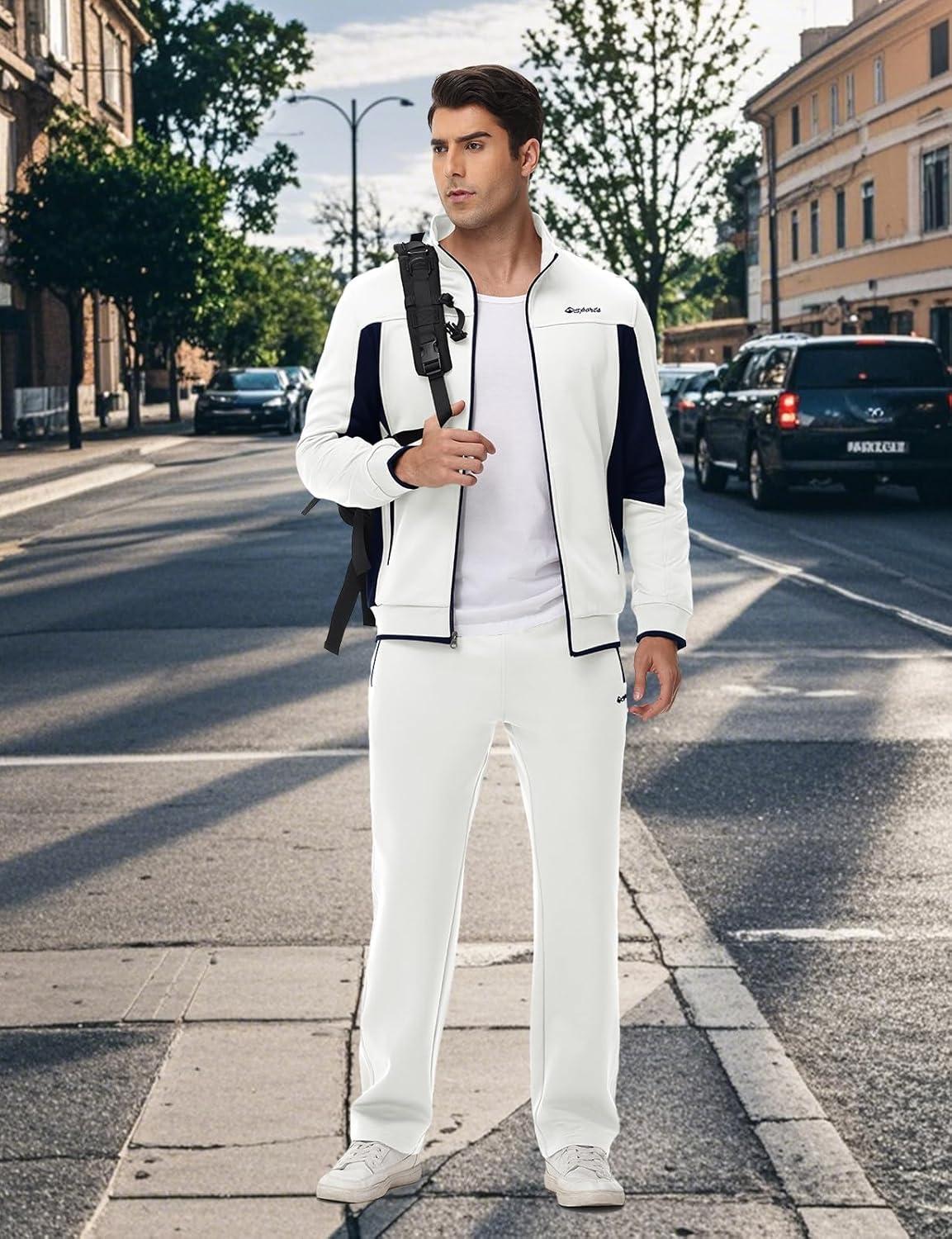 imageTBMPOY Mens Fleece Lined Tracksuits Sweatsuits 2 Piece Sets Winter Jogging Track Sweat Suits Thermal Casual OutfitsWhiteDark Blue