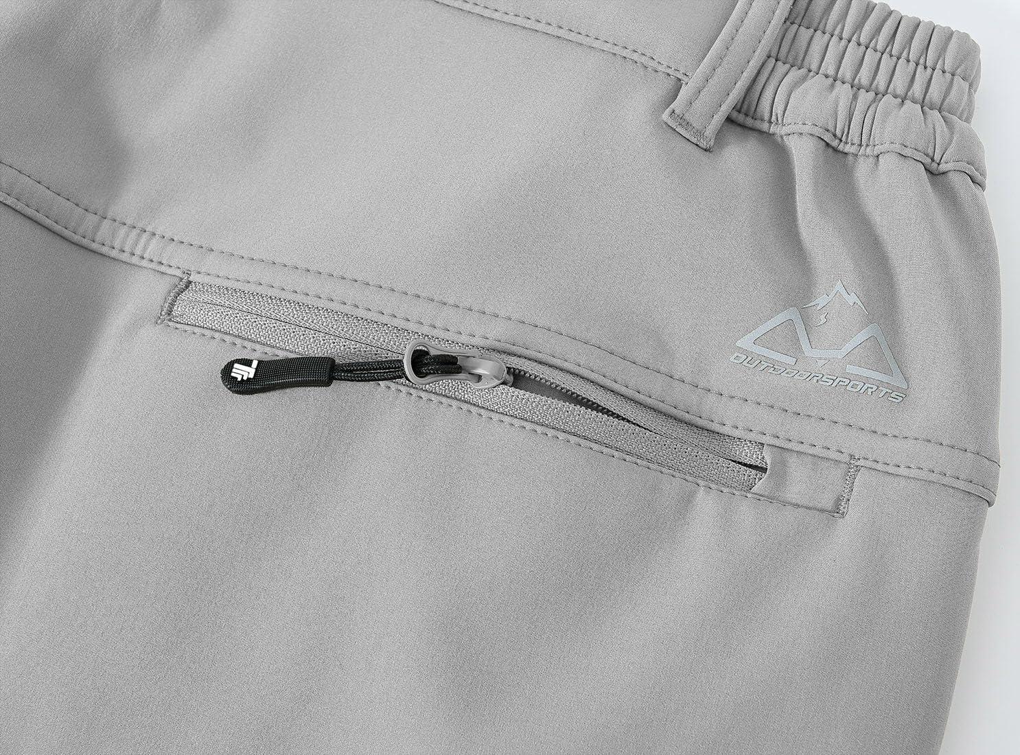 imageTBMPOY Mens Snow Ski Pants Waterproof Fleece Lined Insulated Softshell Winter Snowboard Hiking Zipper Bottom Leg7light Grey