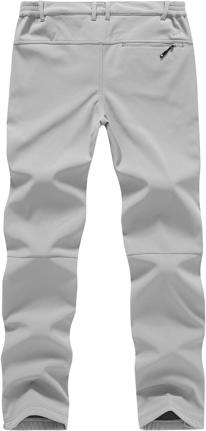 imageTBMPOY Mens Snow Ski Pants Waterproof Fleece Lined Insulated Softshell Winter Snowboard Hiking Zipper Bottom Leg7light Grey